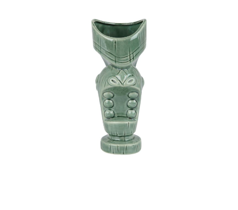 Ceramic Large Mouth Tiki Mug – 650ml Jungle Green