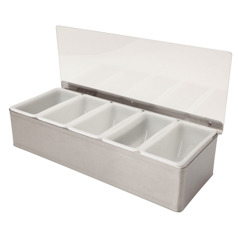 5-Part Stainless Steel Bar Condiment Holder
