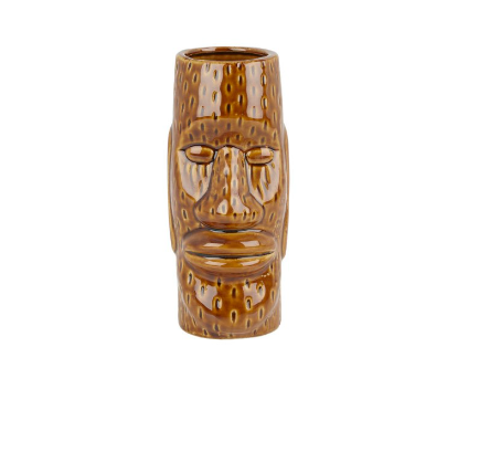 Ceramic Easter Island Tiki Mug – 450ml Medium Brown