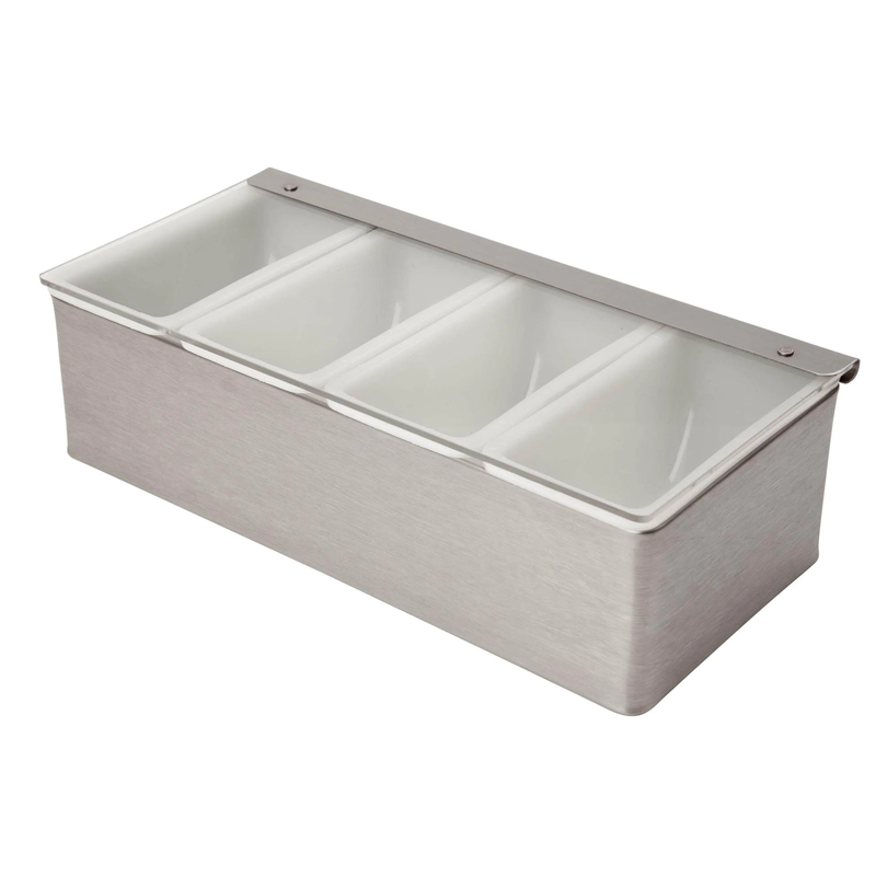4-Part Stainless Steel Bar Condiment Holder