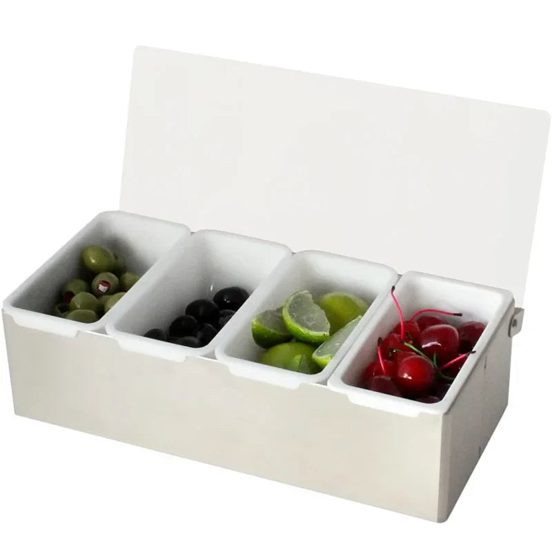 6-Compartment Stainless Steel Bar Garnish Tray