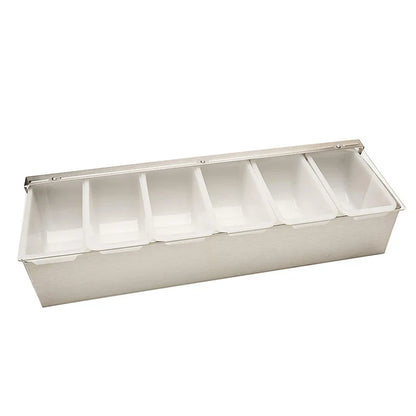 6-Compartment Stainless Steel Bar Garnish Tray