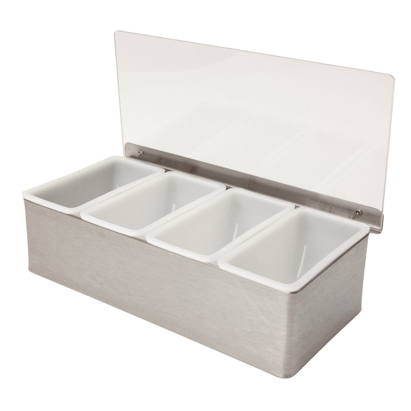 4-Part Stainless Steel Bar Condiment Holder